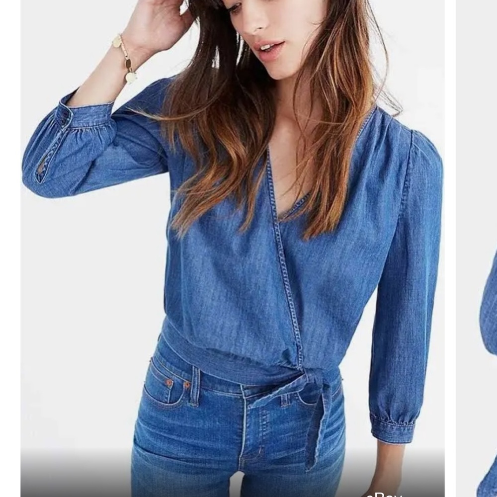 Madewell Chambray Wrap Blouse